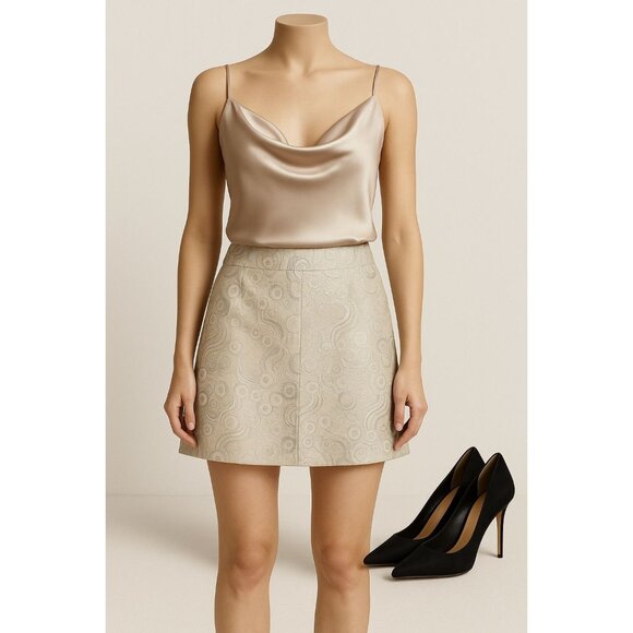 VTG Banana Republic Metallic 12 Mini Skirt Brocade Art core Holiday Glam - Picture 2 of 16